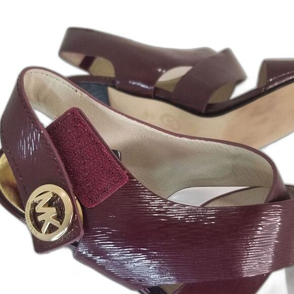 Wine Strappy Sandal Heels Joselle Slingback Burgundy Heels Open Toe Size 8 MK - Picture 3 of 6